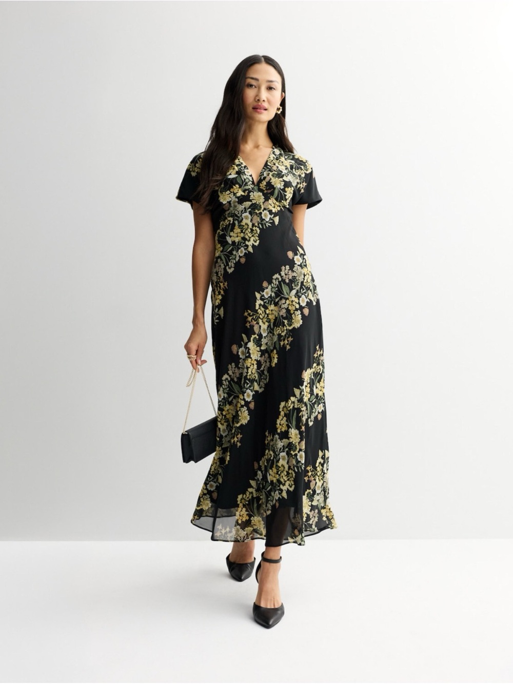 Taylor Floral V-Neck Drop Shoulder Maxi Dress